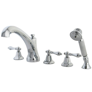 Roman Tub Faucet, Metropolitan, Three-Handle with Hand Shower in Polished Chrome