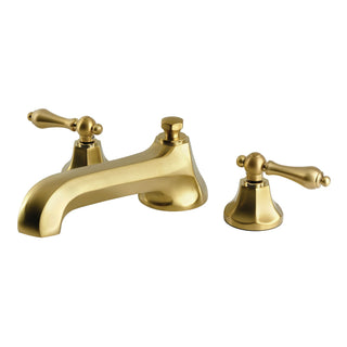 Roman Tub Faucet, Metropolitan, Two-Handle 3-Hole in Brushed Brass