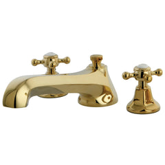 Roman Tub Faucet, Metropolitan, Two-Handle 3-Hole in Polished Brass