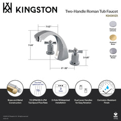 Roman Tub Faucet, Millennium, Two-Handle Deck Mount in Polished Brass