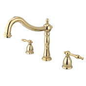 Roman Tub Faucet, Naples, Two-Handle 3-Hole in Polished Brass