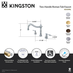 Roman Tub Faucet, Naples, Two-Handle Deck Mount in Brushed Nickel