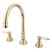 Roman Tub Faucet, Tulare, Two-Handle 3-Hole in Polished Brass