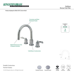 Roman Tub Faucet, Tulare, Two-Handle 3-Hole in Polished Chrome