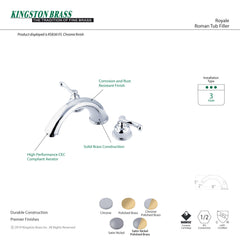 Roman Tub Faucet, Tulare, Two-Handle Deck Mount in Polished Brass
