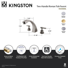Roman Tub Faucet, Tulare, Two-Handle Deck Mount in Polished Chrome