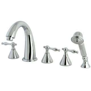 Roman Tub Faucet, Tulare with Three Handles in Polished Chrome
