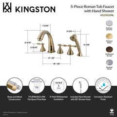 Roman Tub Faucet, Tulare with Three Handles in Polished Chrome