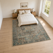 Weaver area rug in a bedroom