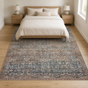 Llynfi oriental area rug in a bedroom