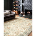 Styled room | the rug in a living room styled with a bookshelf