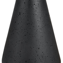 Round Accent Table, Black Stone Top with Black Steel Pedestal Base