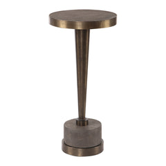 Round Accent Table with Metal Top and Concrete Pedestal Base