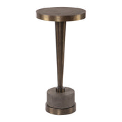 Round Accent Table with Metal Top and Concrete Pedestal Base