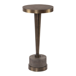 Round Accent Table with Metal Top and Concrete Pedestal Base