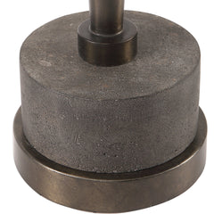 Round Accent Table with Metal Top and Concrete Pedestal Base