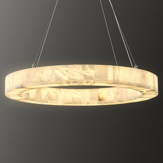 Round Alabaster Pendant Light with Integrated Dimmable LED