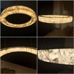 Round Alabaster Pendant Light with Integrated Dimmable LED