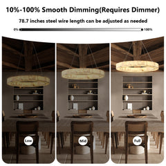 Round Alabaster Pendant Light with Integrated Dimmable LED