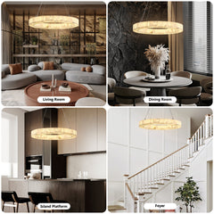Round Alabaster Pendant Light with Integrated Dimmable LED