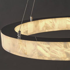 Round Alabaster Pendant Light with Integrated Dimmable LED
