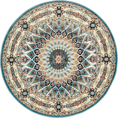 Round Area Rug, 10 Ft in Blue Polypropylene
