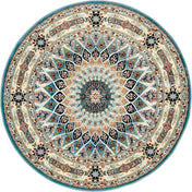 Round Area Rug, 10 Ft in Blue Polypropylene