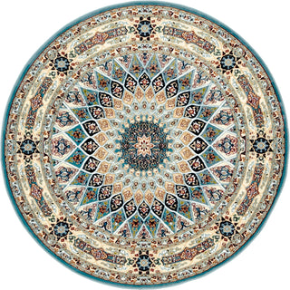 Round Area Rug, 10 Ft in Blue Polypropylene