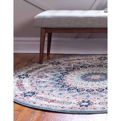 Round Area Rug, 10 Ft in Blue Polypropylene