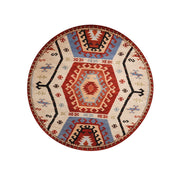 Round Area Rug, 4 Ft, Hand-Knotted Wool and Silk with Oriental Pattern
