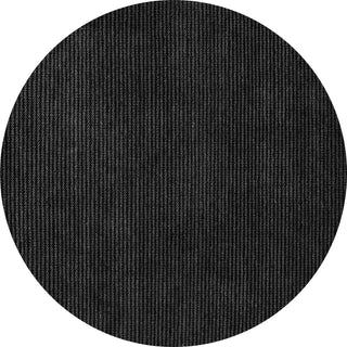 Round Area Rug, 5 Ft, Black Chenille with Non-Slip Backing