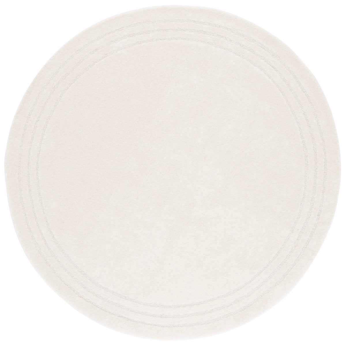 Round Area Rug, 6 ft, Ivory Hand-Woven Cotton and Wool
