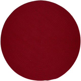 Round Area Rug, 6 Ft, Red Synthetic, Hand Woven