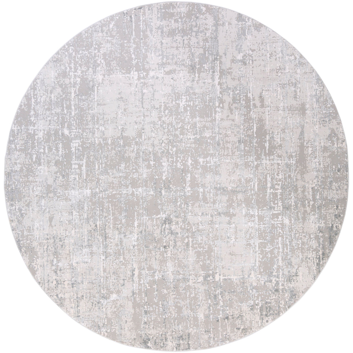 Round Area Rug, 7'10" Round in Gray Polyester and Viscose