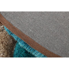 Round Area Rug, 7 Ft with Brown, Blue and Black Abstract Pattern