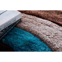 Round Area Rug, 7 Ft with Brown, Blue and Black Abstract Pattern