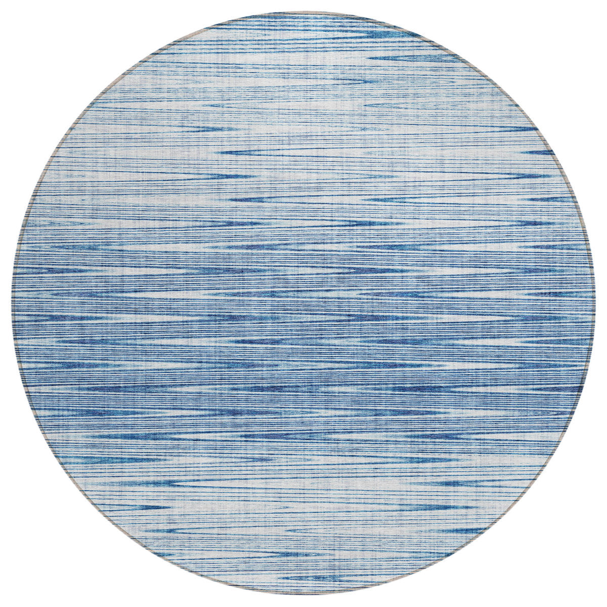 Round Area Rug, 8 Ft, Blue Polyester in Ombre Pattern