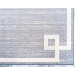 Round Area Rug, 8 Ft, Blue Polypropylene with Geometric Pattern