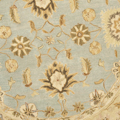 Round Area Rug, 8 Ft, Hand Woven Wool in Sage and Light Blue