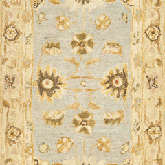 Round Area Rug, 8 Ft, Hand Woven Wool in Sage and Light Blue