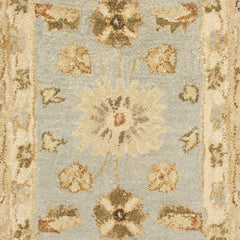 Round Area Rug, 8 Ft, Hand Woven Wool in Sage and Light Blue
