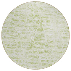 Round Area Rug, 8 Ft in Aloe with Diamond Pattern