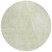 Round Area Rug, 8 Ft in Aloe with Diamond Pattern