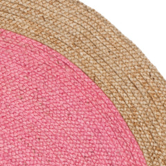 Round Area Rug, 8 Ft, Pink with Chevron Pattern