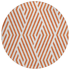 Round Area Rug, 8 Ft, Polyester in Paprika