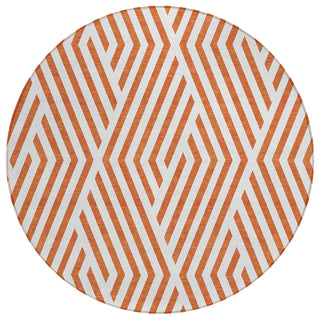 Round Area Rug, 8 Ft, Polyester in Paprika