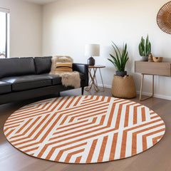 Round Area Rug, 8 Ft, Polyester in Paprika