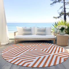 Round Area Rug, 8 Ft, Polyester in Paprika