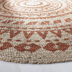 Round Area Rug, 8 ft x 8 ft, Orange Jute and Sisal