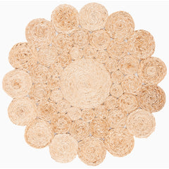 Round Area Rug, 9 Ft, Natural Jute and Sisal